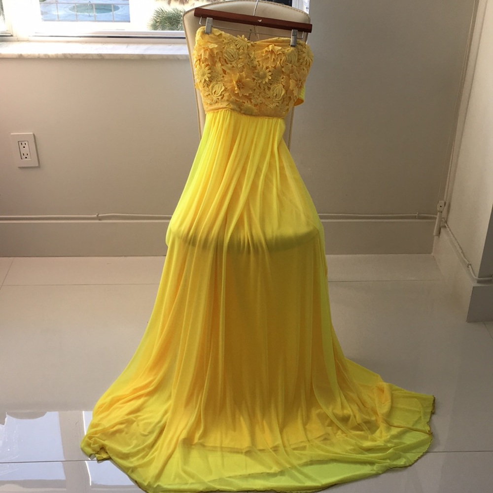 Long chiffon dress open back